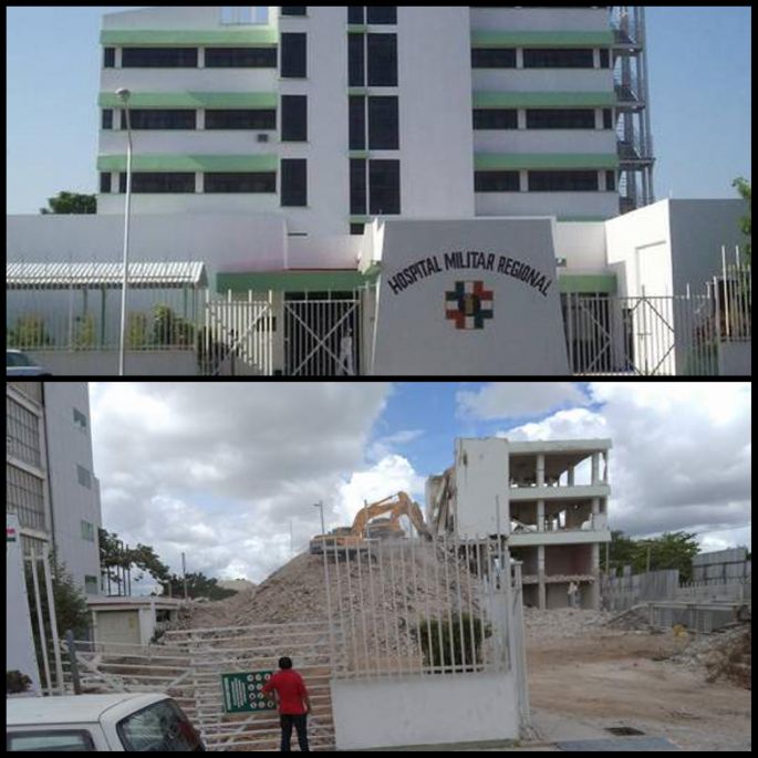 Un 80 por ciento de avance en la demolición del ex hospital militar.