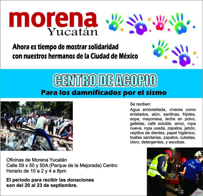 MORENA Yucatán tiene su Centro de Acopio.