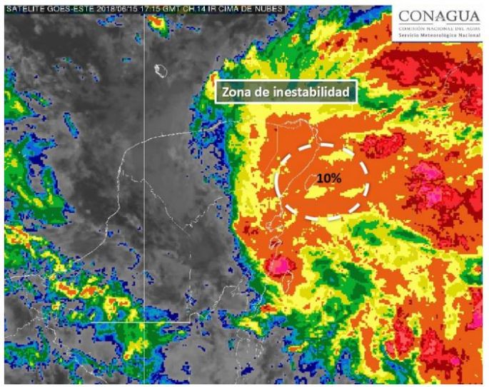 Se genera zona de inestabilidad al este de la Península de Yucatán