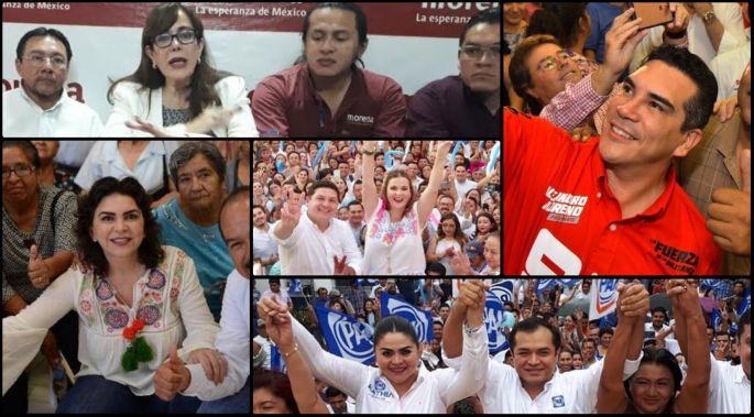 El PAN, el PRI y MORENA en Yucatán en la arena política