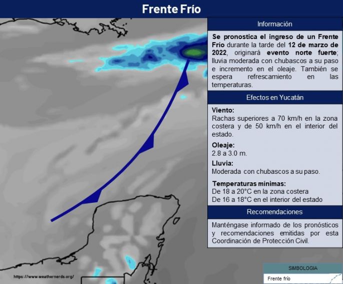 Atenuará frente frío altas temperaturas en Yucatán