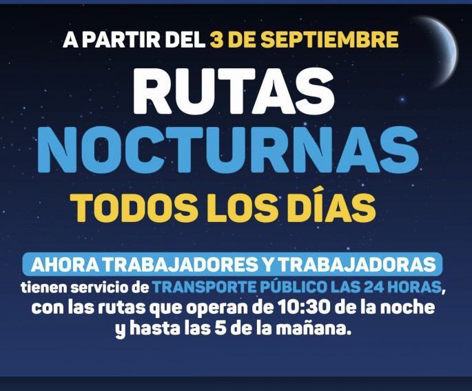 Rutas nocturnas “Va y Ven" operarán todos los días de la semana