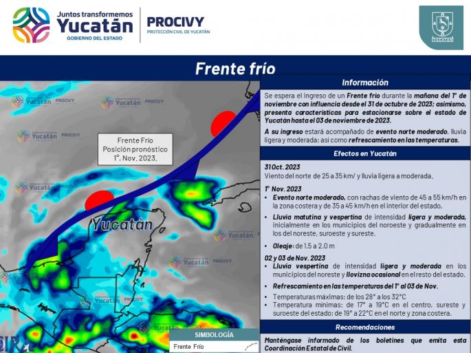 Alertan de aproximación de frente frío con efecto en todo el territorio estatal