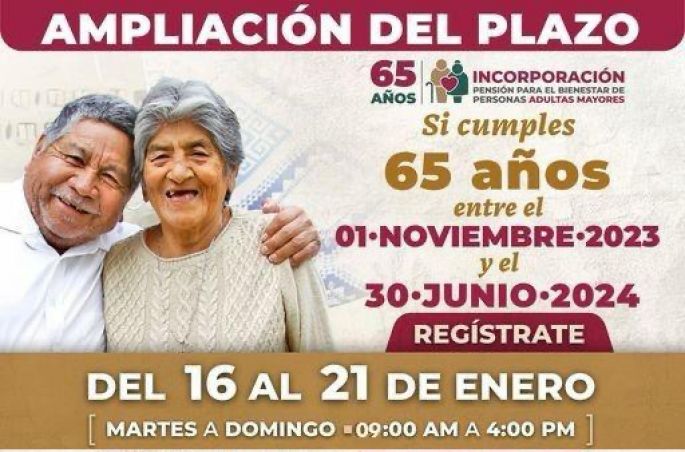 Última oportunidad: se amplía el plazo hasta el 21 de enero para registro a pensión para adultos mayores 