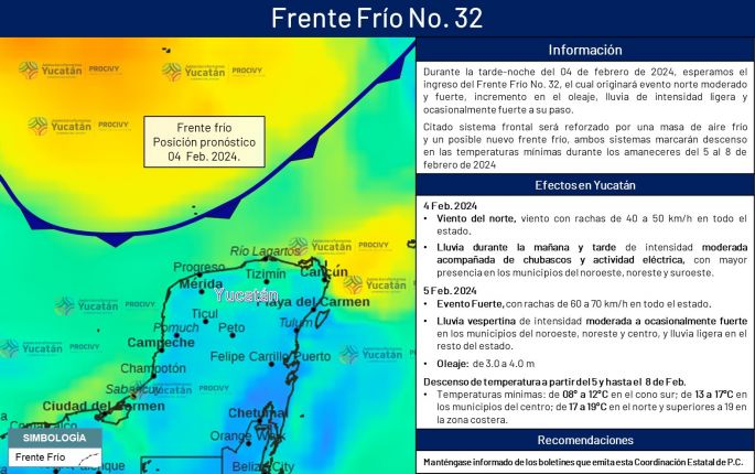 Inminente frente frío 32 este domingo con fuertes rachas de viento y descensos de temperaturas 