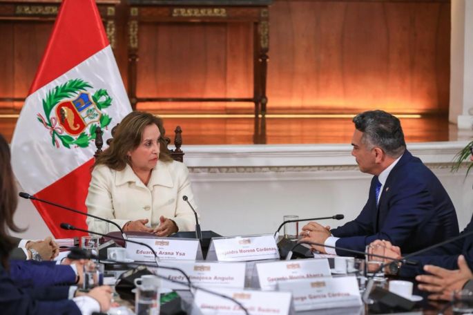 El dirigente nacional del PRI, Alejandro Moreno se reúne con Presidenta de Perú, Dina Boluarte