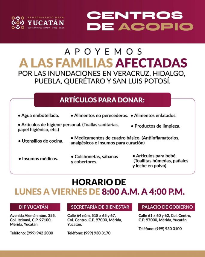 Gobierno del Estado activa centros de acopio para ayudar a familias afectadas por inundaciones